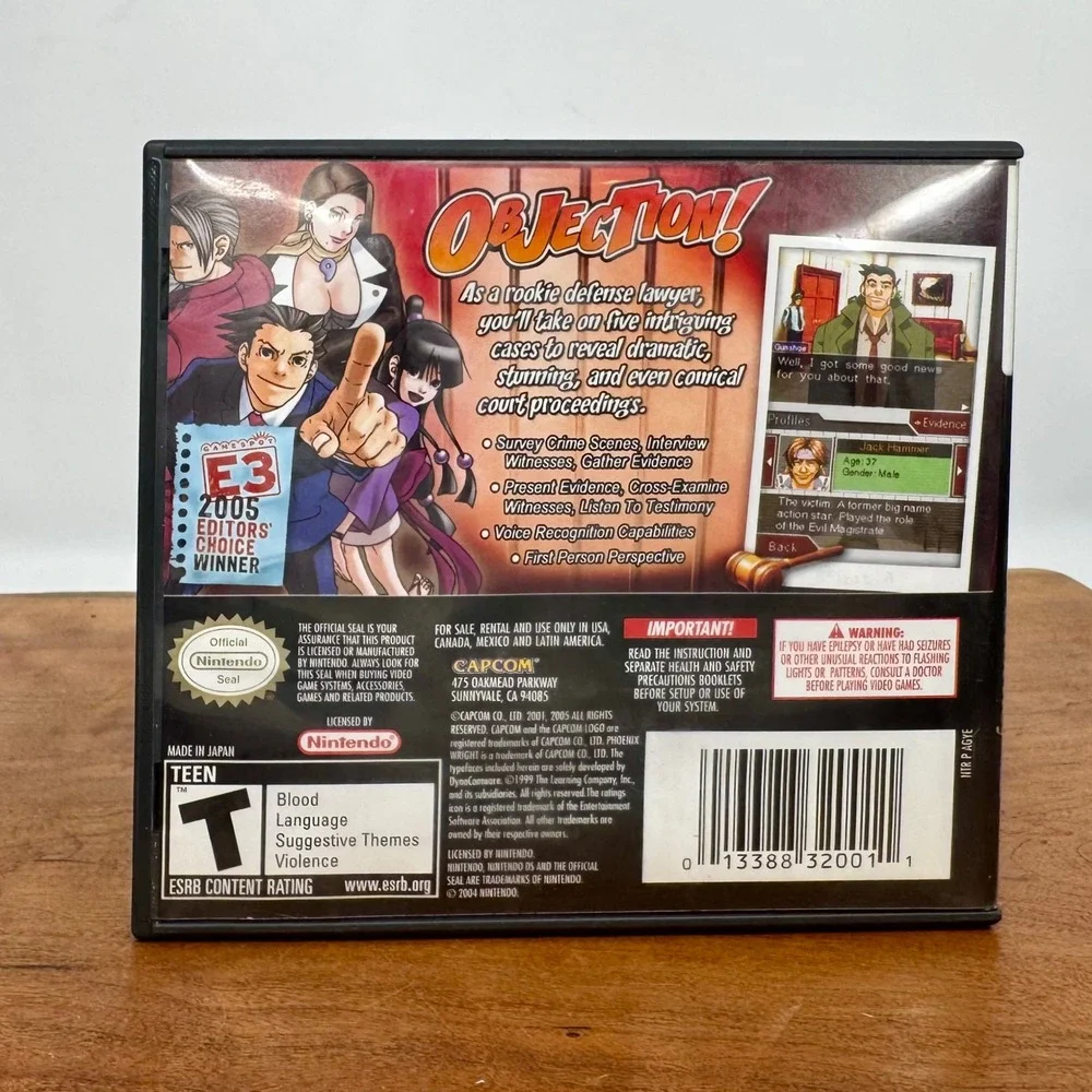 Phoenix Wright Ace Attorney Nintendo DS Game and Box NO Manual